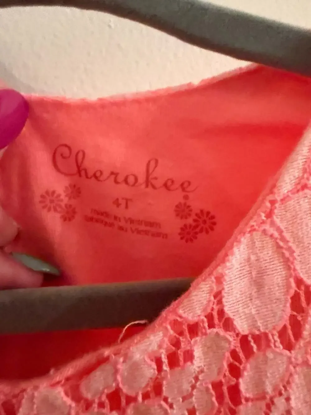 Cherokee Coral Floral Lace Ruffle Dress Size 4T